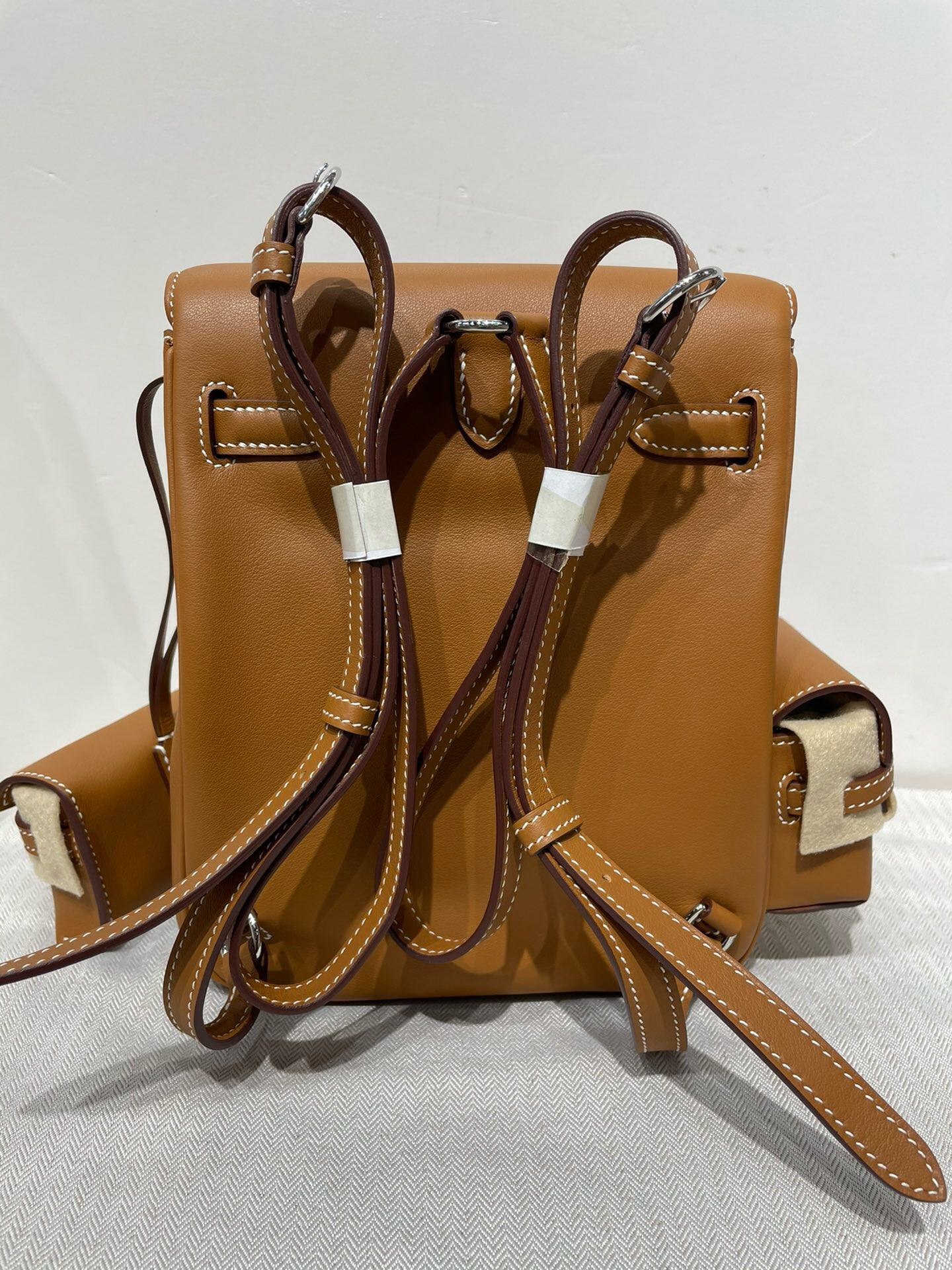 Hermes Kelly Ado Pockets Backpack In Brown Swift Leather